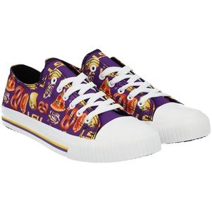 FOCO LSU Tigers Food Print Low Top Canvas Sneakers Purple, Men's Size 11